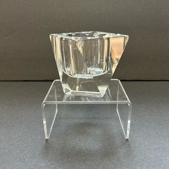 Oleg Cassini Crystal Candle Holder/signed - Picture 1 of 8